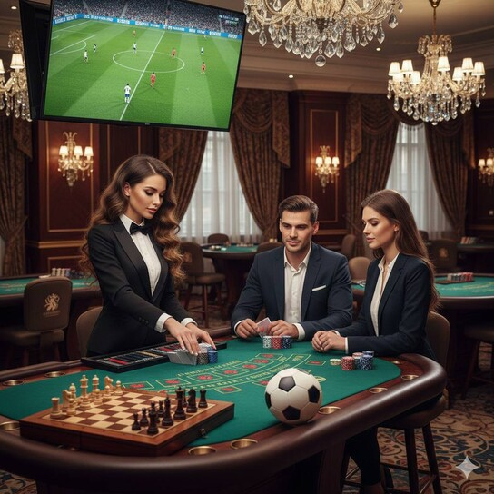 Luxurious casino background with golden chips and cards, signifying opulence and speed.